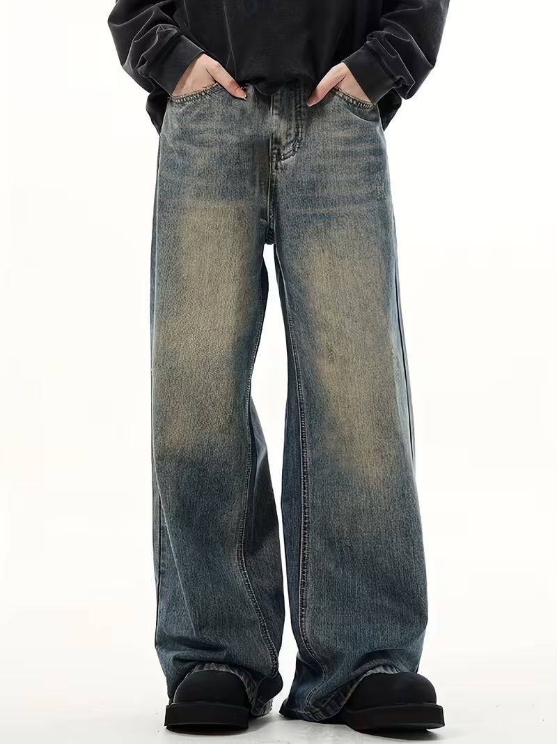 SHRIVAN Men Wide Leg High Rise Green Jeans - Image 5