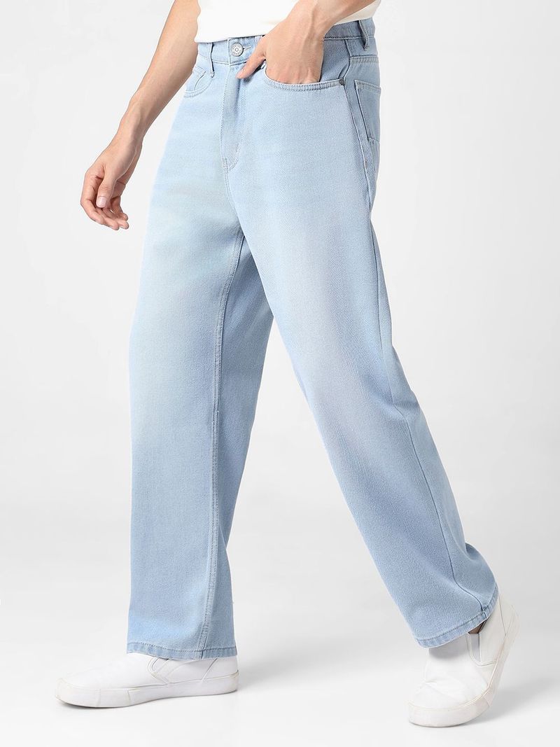 Urbano Fashion Men Loose Fit Mid Rise Light Blue Jeans - Image 5