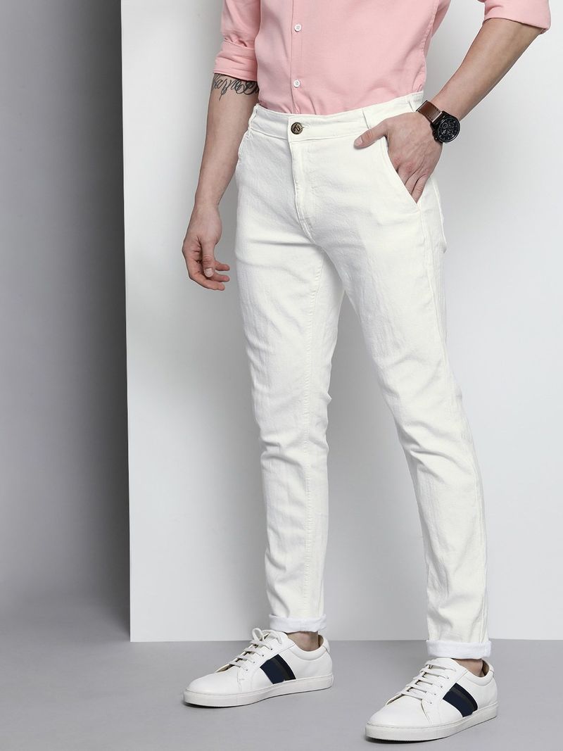 The Indian Garage Co. Men Slim Mid Rise White Jeans - Image 4