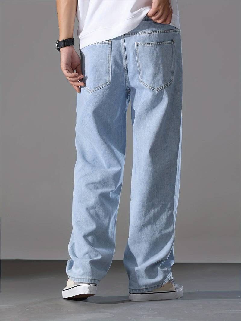 OMP DENIM Men Loose Fit Mid Rise Light Blue Jeans - Image 3