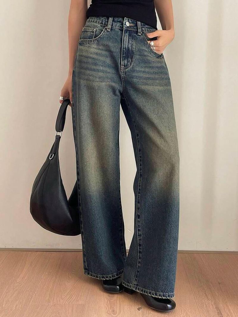 Women Loose Fit High Rise Blue Jeans - Image 6