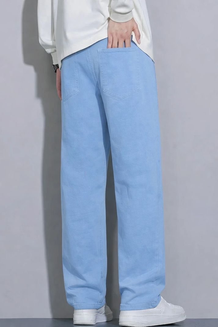 HANGERHOOD Men Light Blue Mid Rise Straight Fit Jeans - Image 4