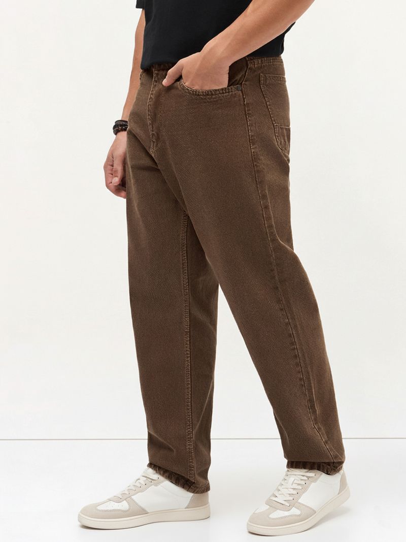 Urbano Fashion Men Loose Fit Mid Rise Brown Jeans - Image 3