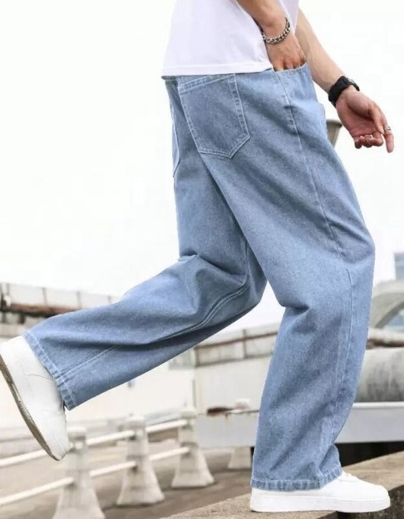 DENIM4MEN Men Straight Fit Mid Rise Light Blue Jeans - Image 4