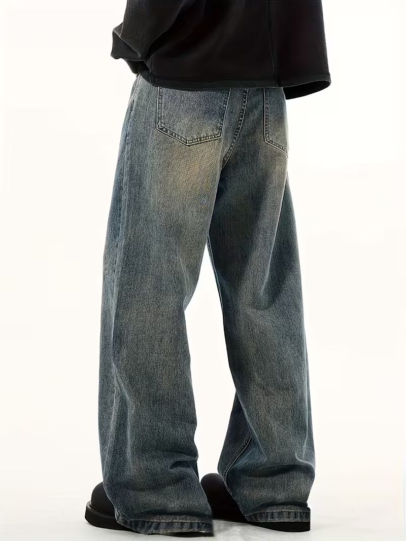 SHRIVAN Men Wide Leg High Rise Green Jeans - Image 6