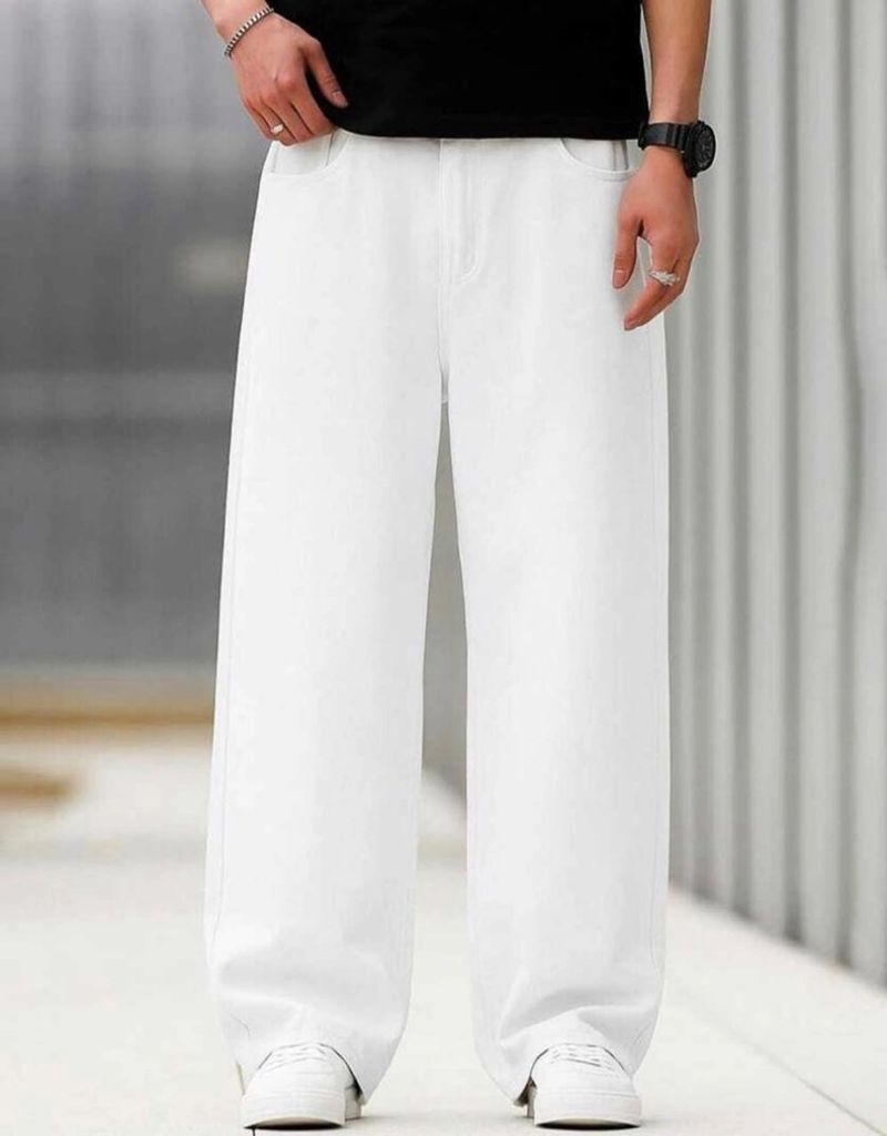 Denim Asia Men Loose Fit Mid Rise White Jeans - Image 2