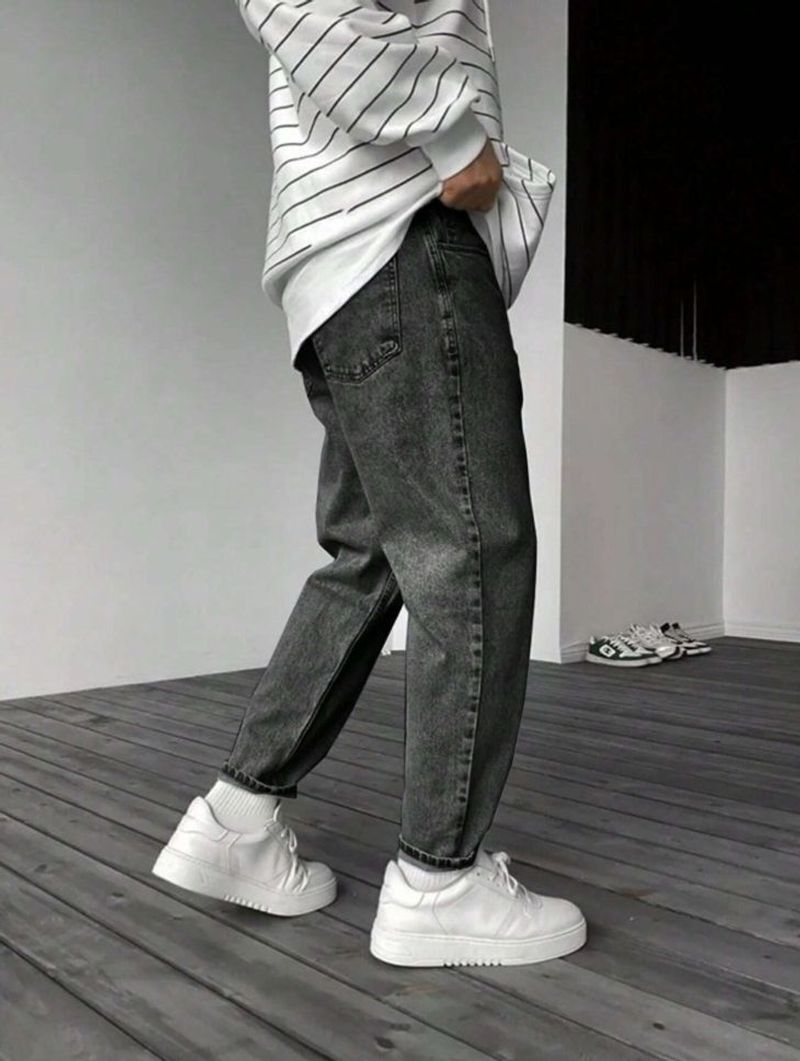 Haadiya store Men Slim High Rise Grey Jeans - Image 4
