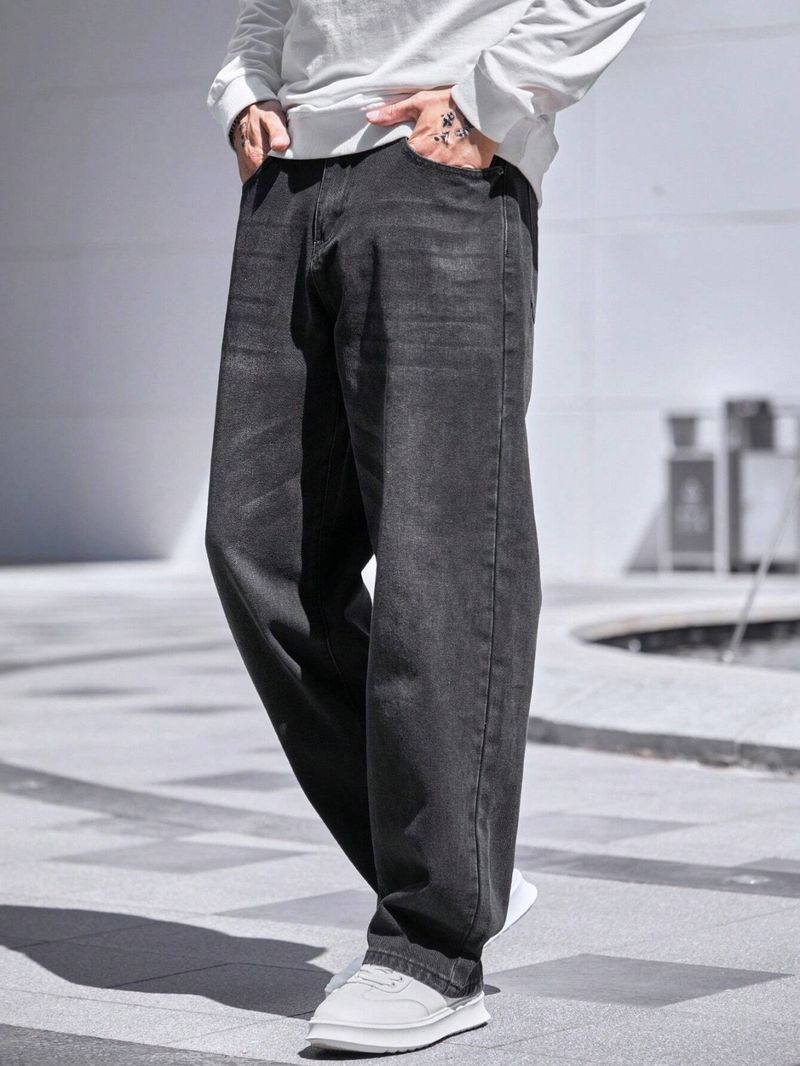 Rodgers Men Loose Fit Mid Rise Dark Grey Jeans - Image 6