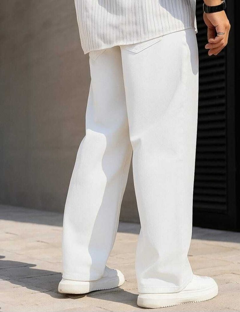 wearworld Men Loose Fit Mid Rise White Jeans - Image 3