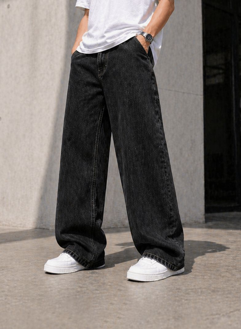 Yungistan Men Black Baggy Fit Mid Rise Jeans - Image 2