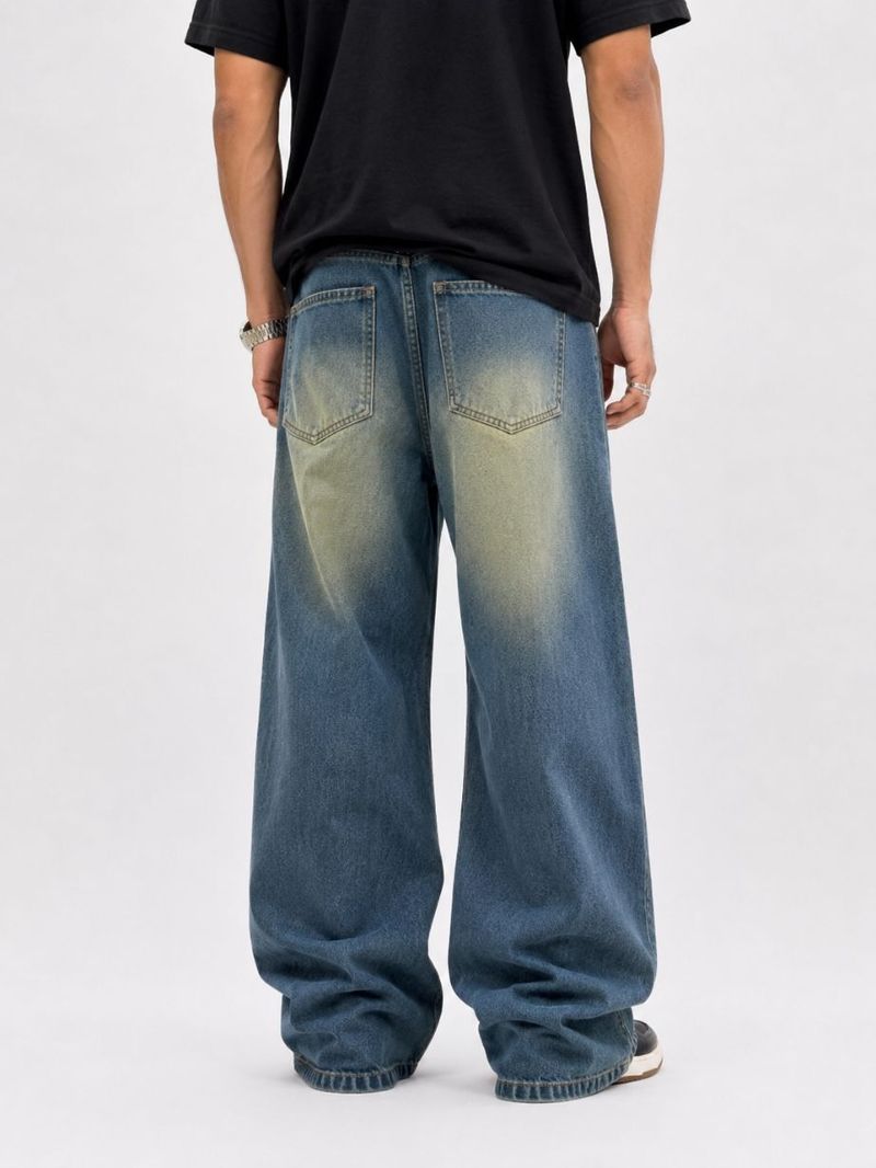 M Q Men Baggy Fit Mid Rise Green Jeans - Image 3