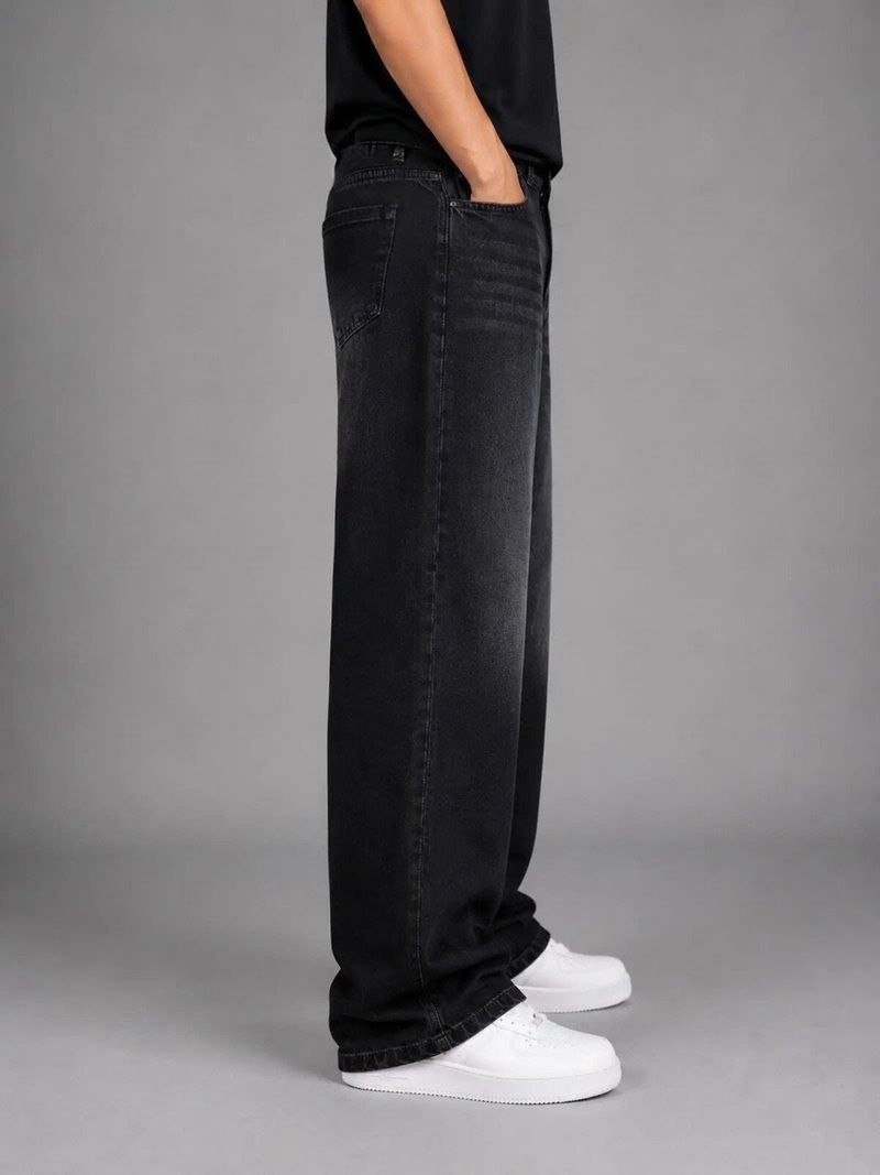 DENWOX Men Straight Fit Mid Rise Black Jeans - Image 4