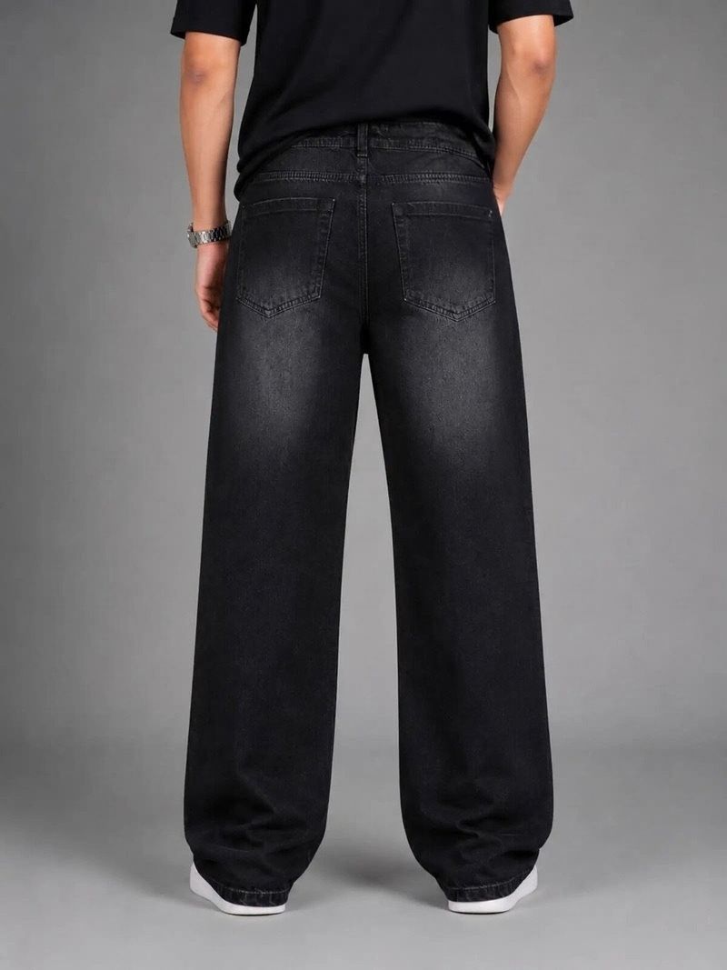 DENWOX Men Straight Fit Mid Rise Black Jeans - Image 3