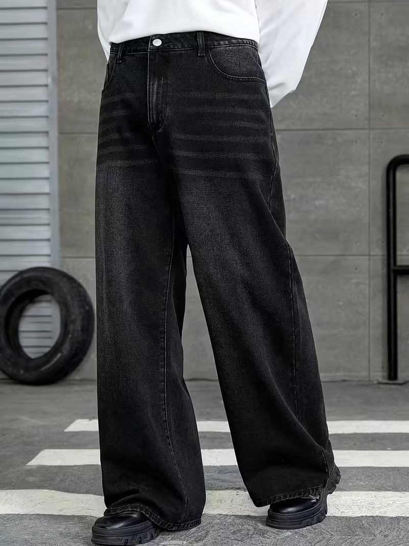 sky collection Men Black Wide Leg Mid Rise Jeans - Image 6