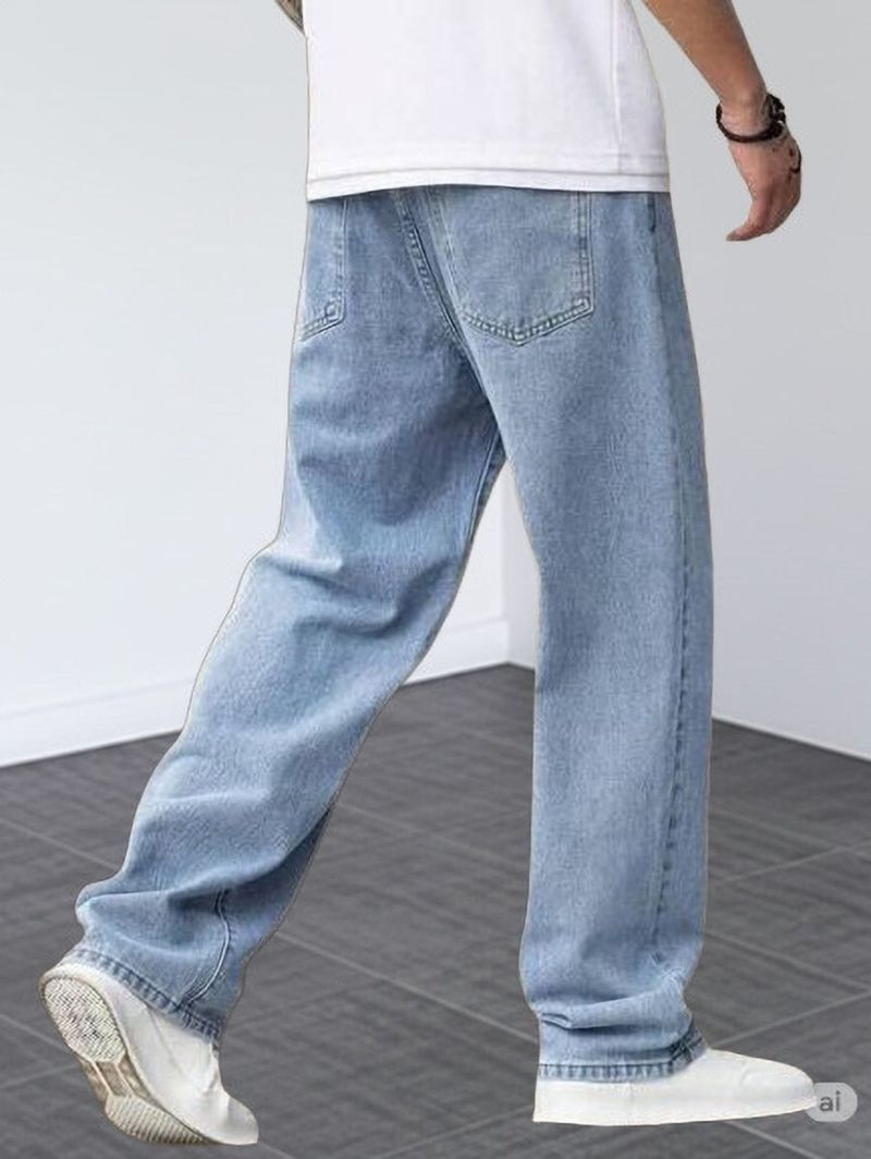 METRONAUT Men Loose Fit Mid Rise Light Blue Jeans - Image 3