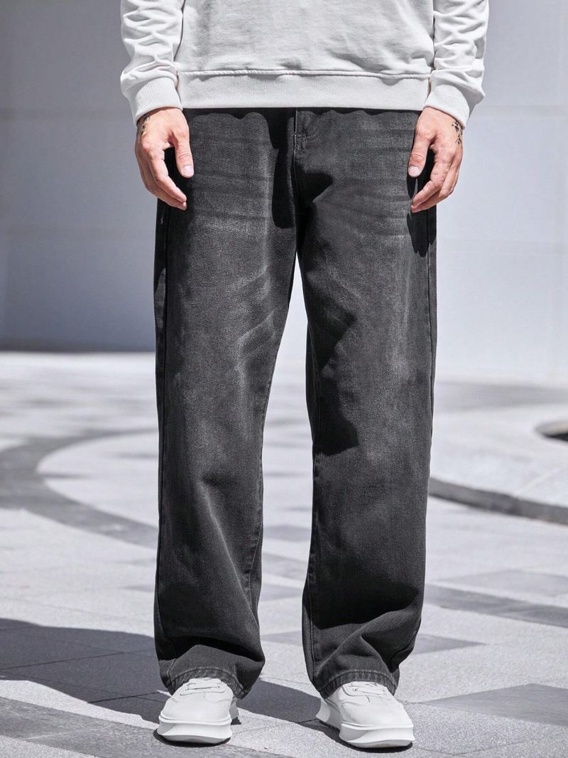 Rodgers Men Loose Fit Mid Rise Dark Grey Jeans - Image 5