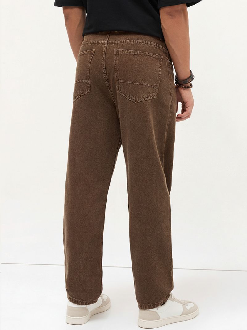 Urbano Fashion Men Loose Fit Mid Rise Brown Jeans - Image 4