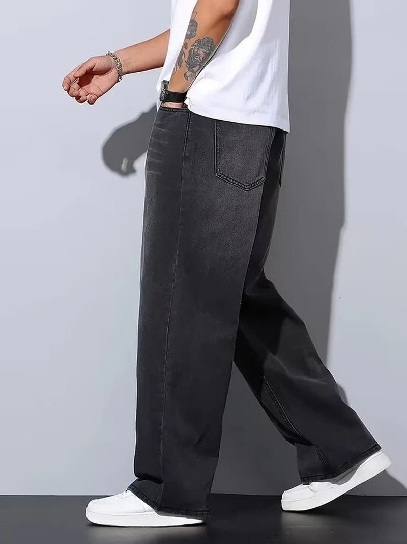 angerlook Men Baggy Mid Rise Dark Grey Jeans - Image 6