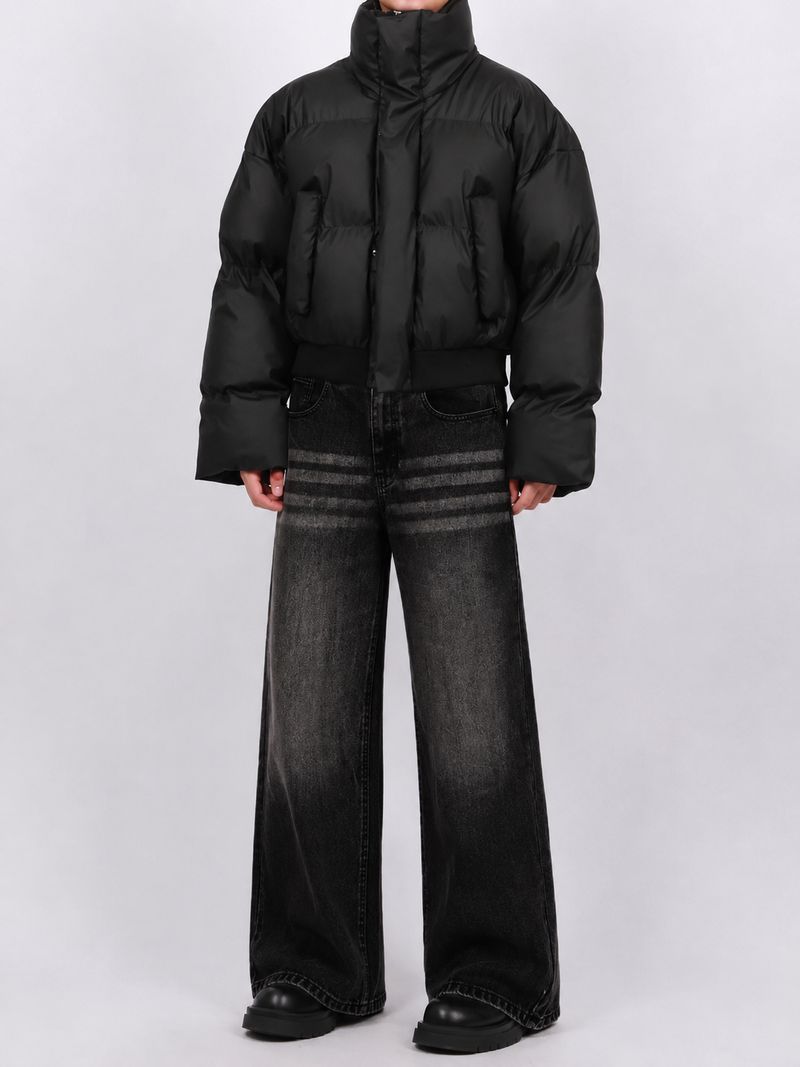 KOTTY Men Wide Leg Mid Rise Black Jeans - Image 6