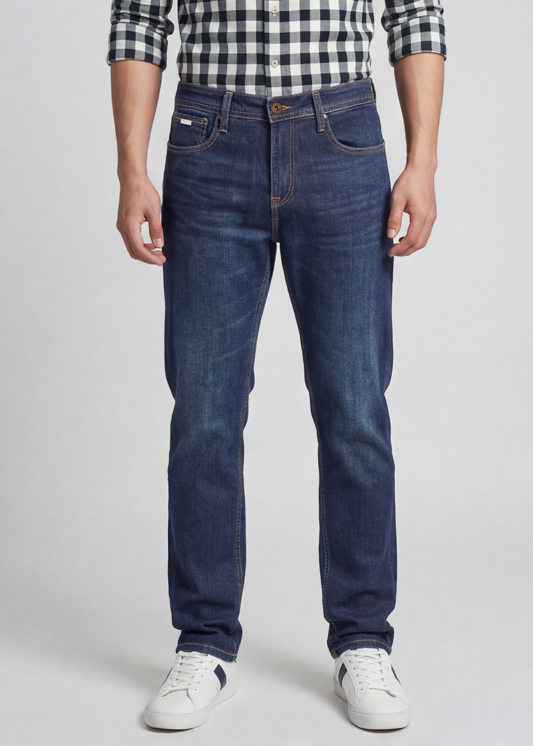 KILLER Men Straight Fit Mid Rise Dark Blue Jeans