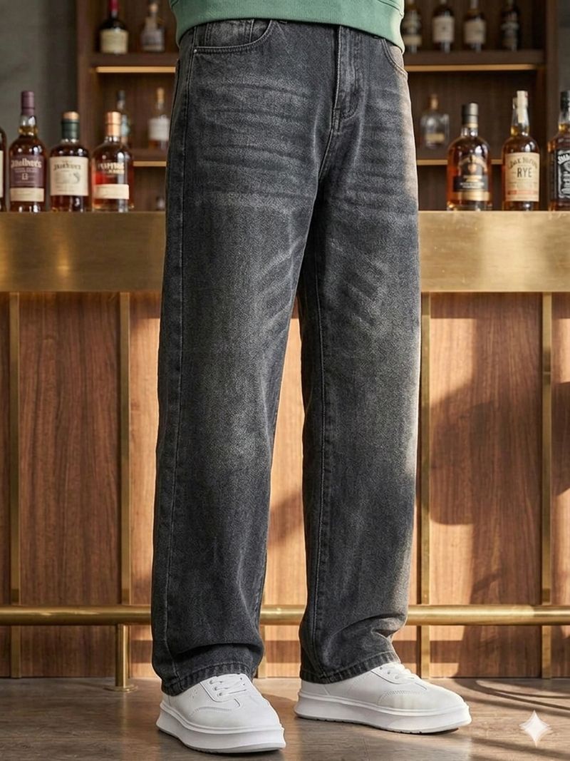 HIGH DENIM Men Black Mid Rise Straight Fit Jeans - Image 5