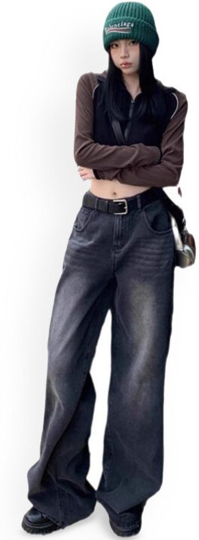 TYFFYN Women Wide Leg High Rise Black Jeans - Image 4