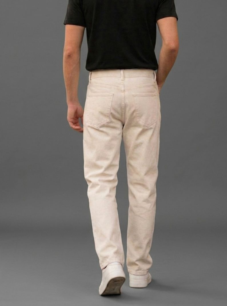 BREGRUUS Men Straight Fit Mid Rise Beige Jeans - Image 4