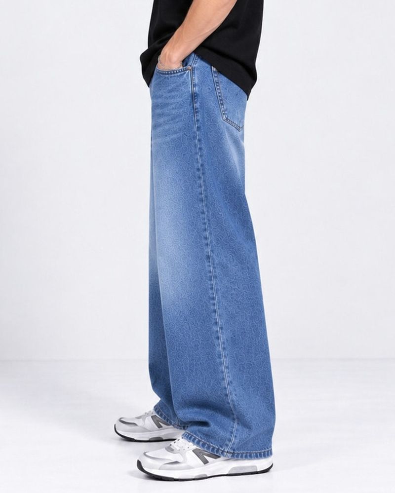 COSMIC Men Wide Leg Mid Rise Blue Jeans - Image 3