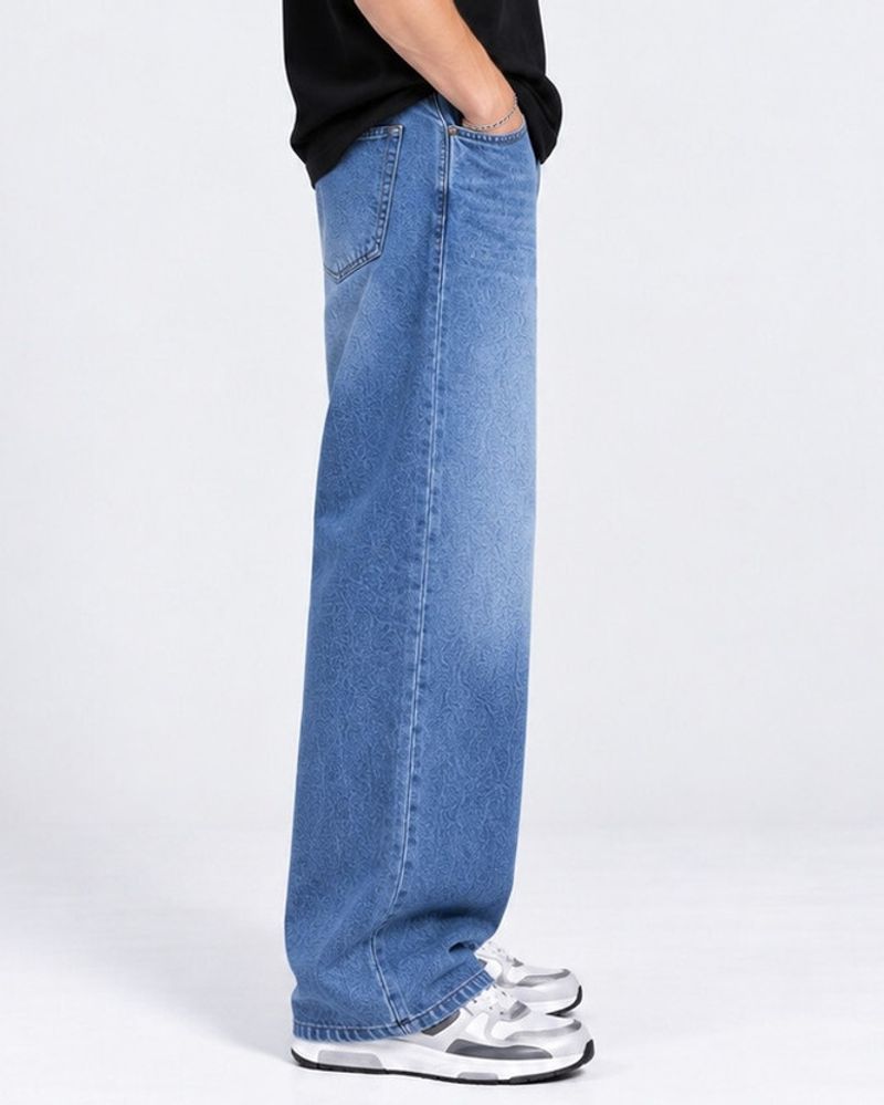 COSMIC Men Wide Leg Mid Rise Blue Jeans - Image 4