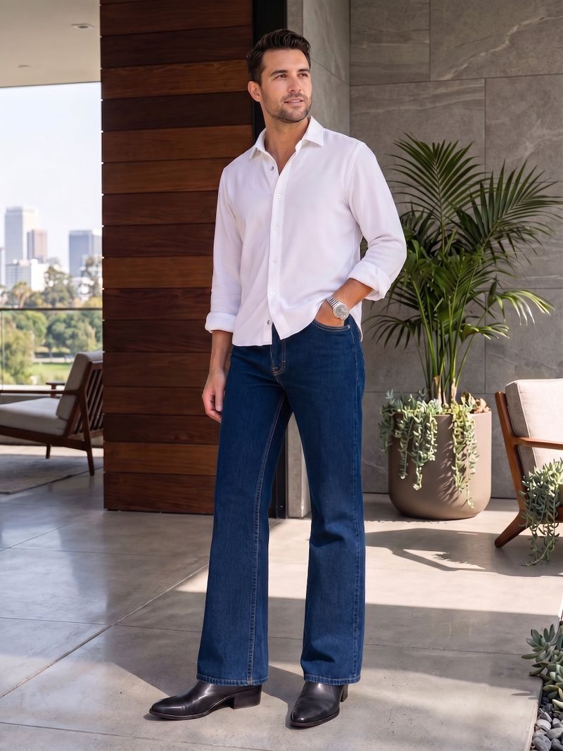 woomny Men Boot-Leg Mid Rise Blue Jeans - Image 5