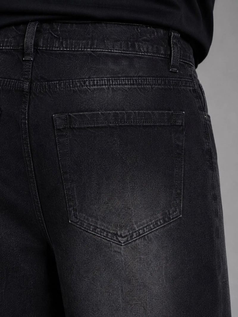 DENWOX Men Straight Fit Mid Rise Black Jeans - Image 5
