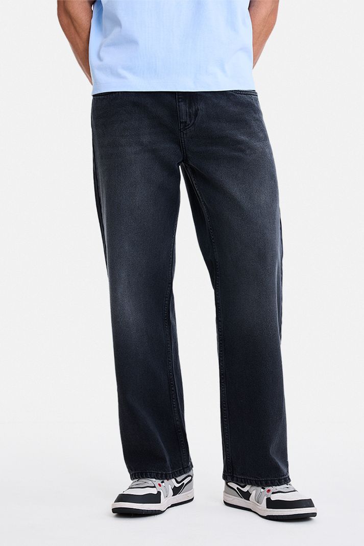 Snitch Men Loose Fit Mid Rise Dark Grey Jeans - Image 2