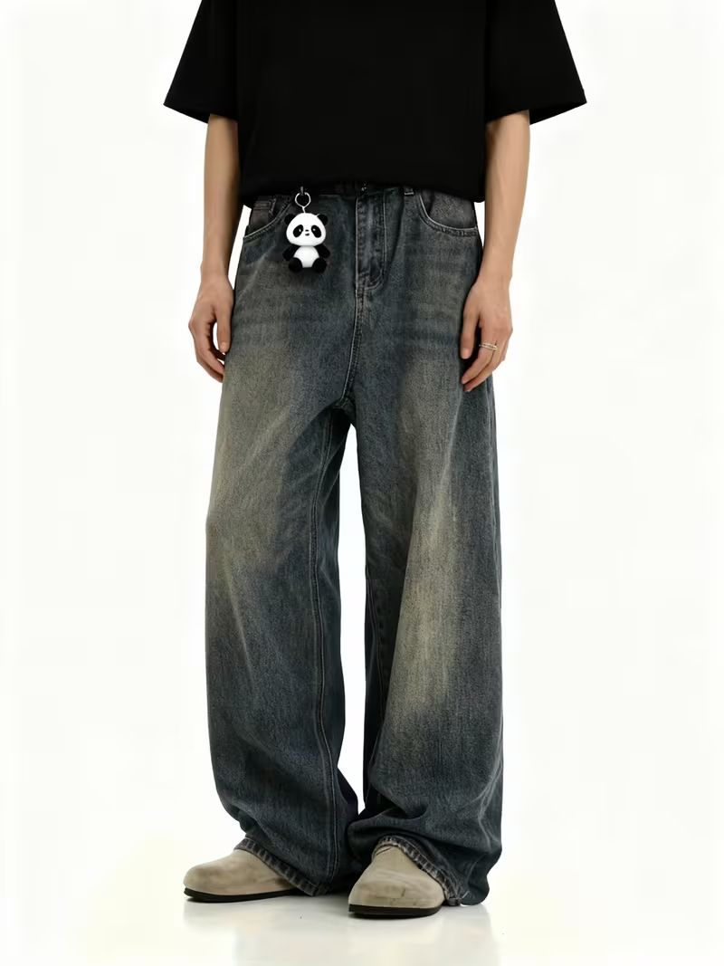 sky collection Men Loose Fit Mid Rise Dark Grey Jeans - Image 5