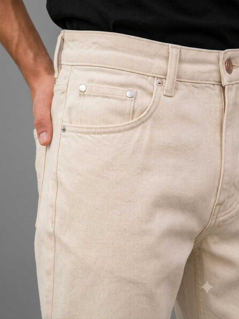 BREGRUUS Men Straight Fit Mid Rise Beige Jeans - Image 5