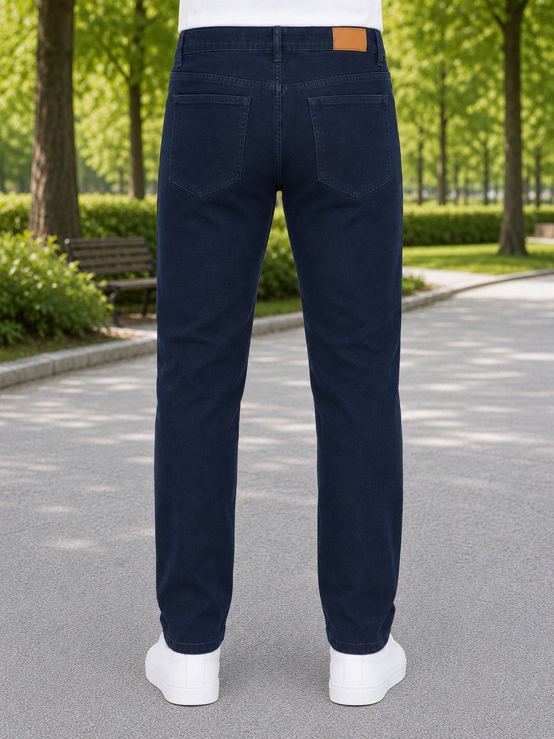 0-DEGREE Men Slim Mid Rise Dark Blue Jeans - Image 3