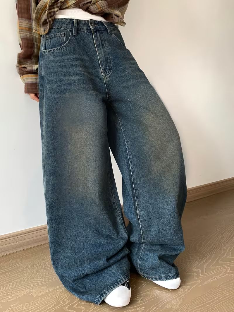 sky collection Men Wide Leg Mid Rise Dark Blue Jeans - Image 5
