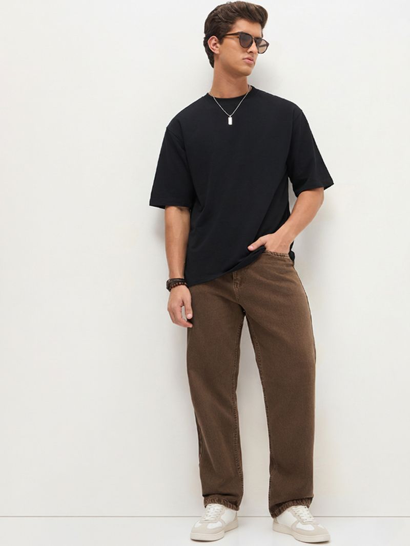 Urbano Fashion Men Loose Fit Mid Rise Brown Jeans - Image 5
