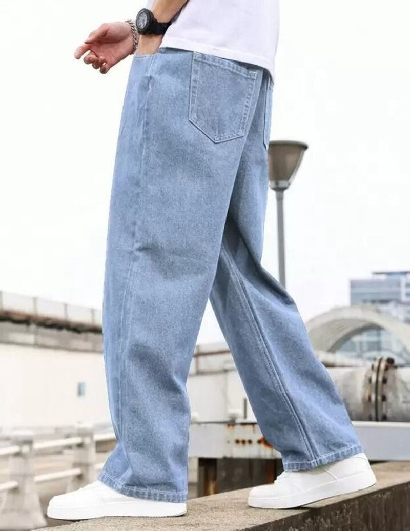 DENIM4MEN Men Straight Fit Mid Rise Light Blue Jeans - Image 3