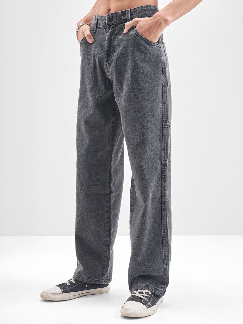 HIGHLANDER Men Loose Fit Mid Rise Dark Grey Jeans - Image 3