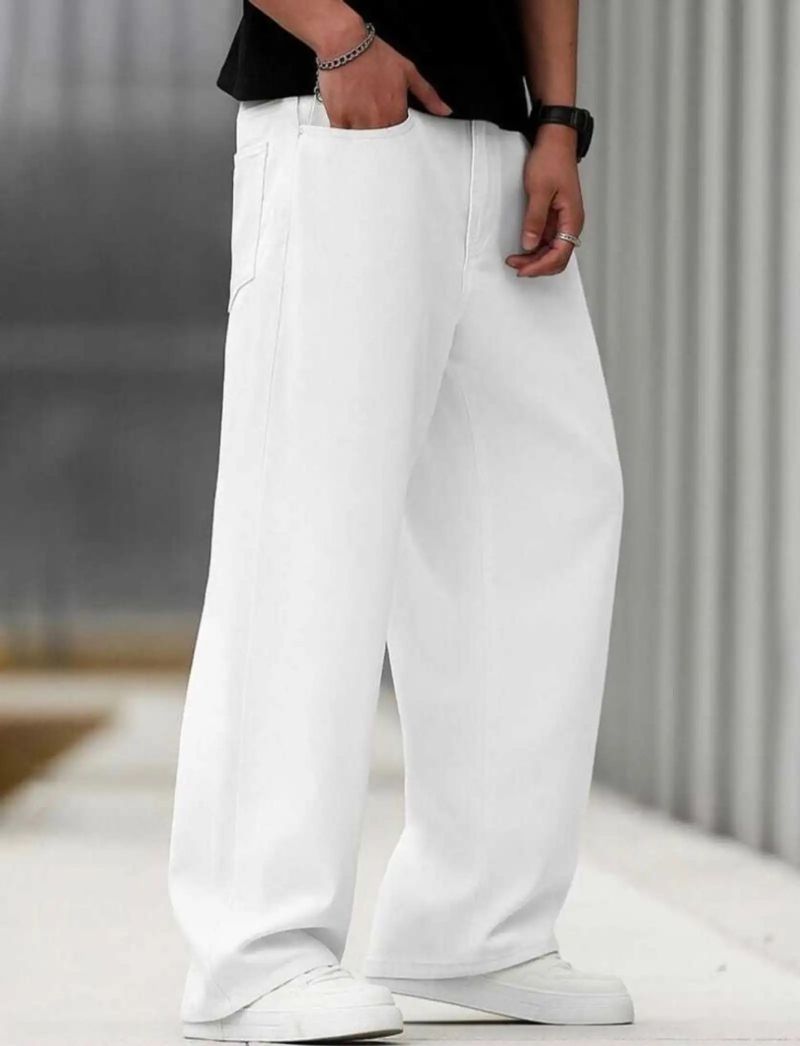 Denim Asia Men Loose Fit Mid Rise White Jeans - Image 3