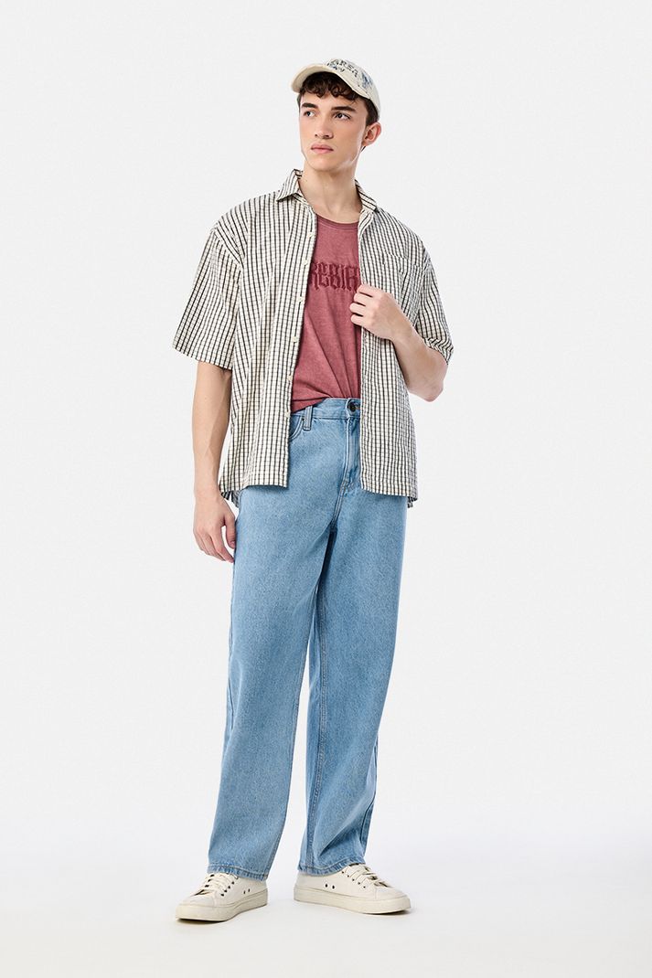 Snitch Men Baggy Fit Mid Rise Blue Jeans - Image 3