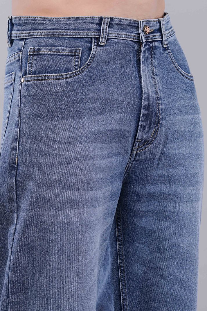 Men Straight Fit Mid Rise Blue Jeans - Image 6