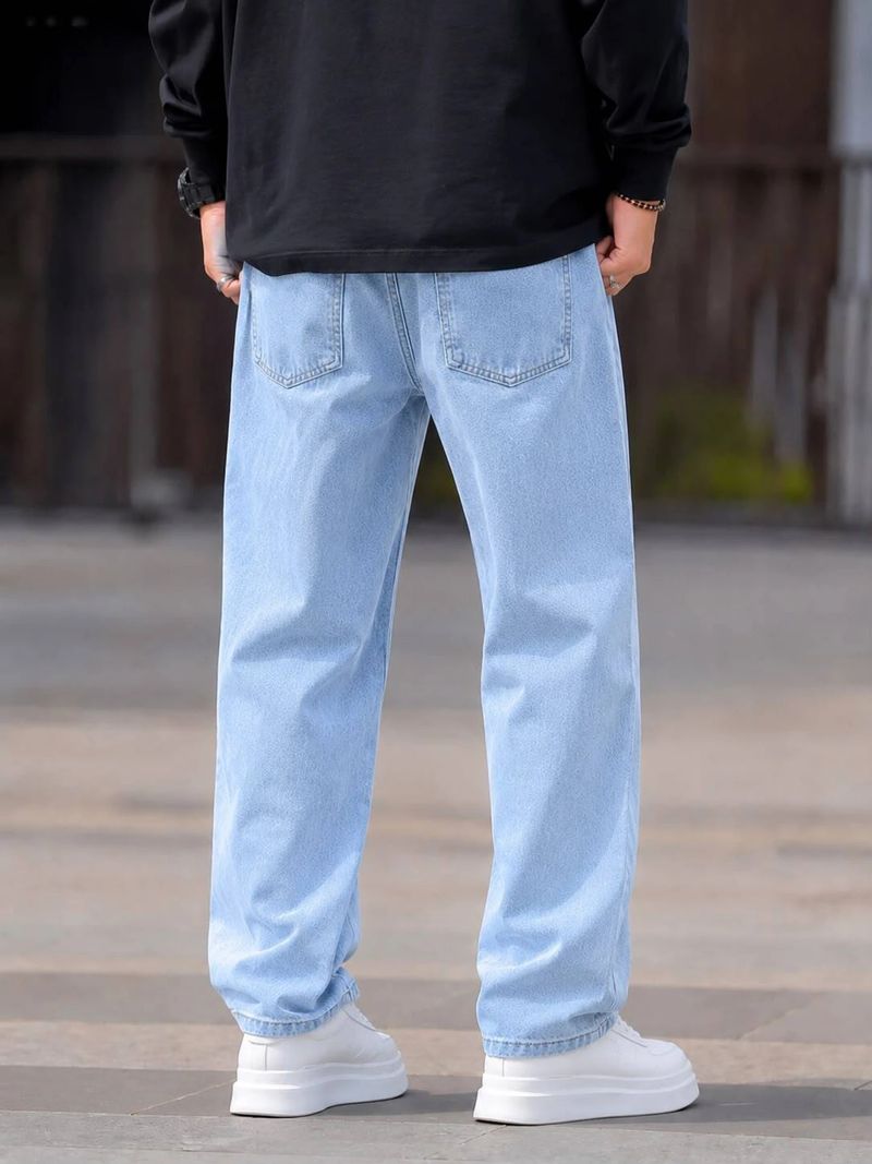 SDFLY Men Straight Fit Mid Rise Light Blue Jeans - Image 6