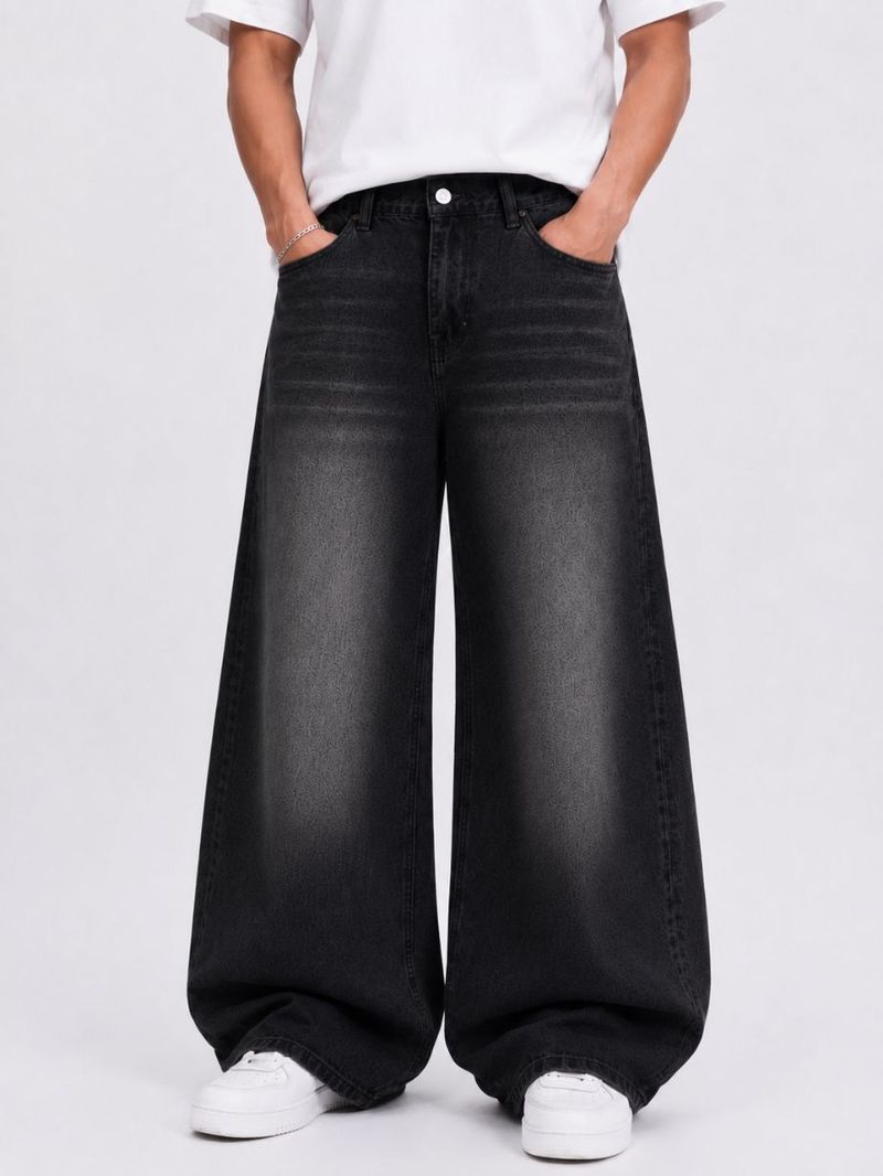 M Q Men Baggy Fit Mid Rise Black Jeans - Image 2
