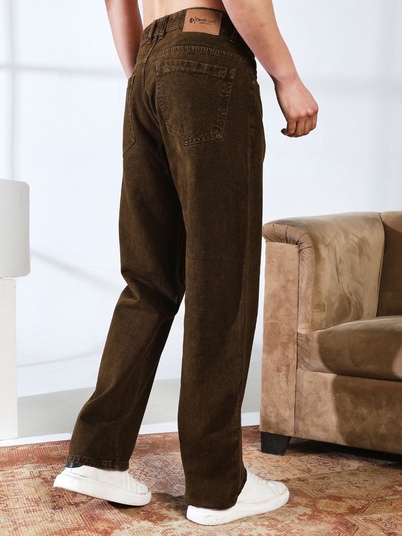 DENIM LOOK Men Straight Fit Mid Rise Brown Jeans - Image 4