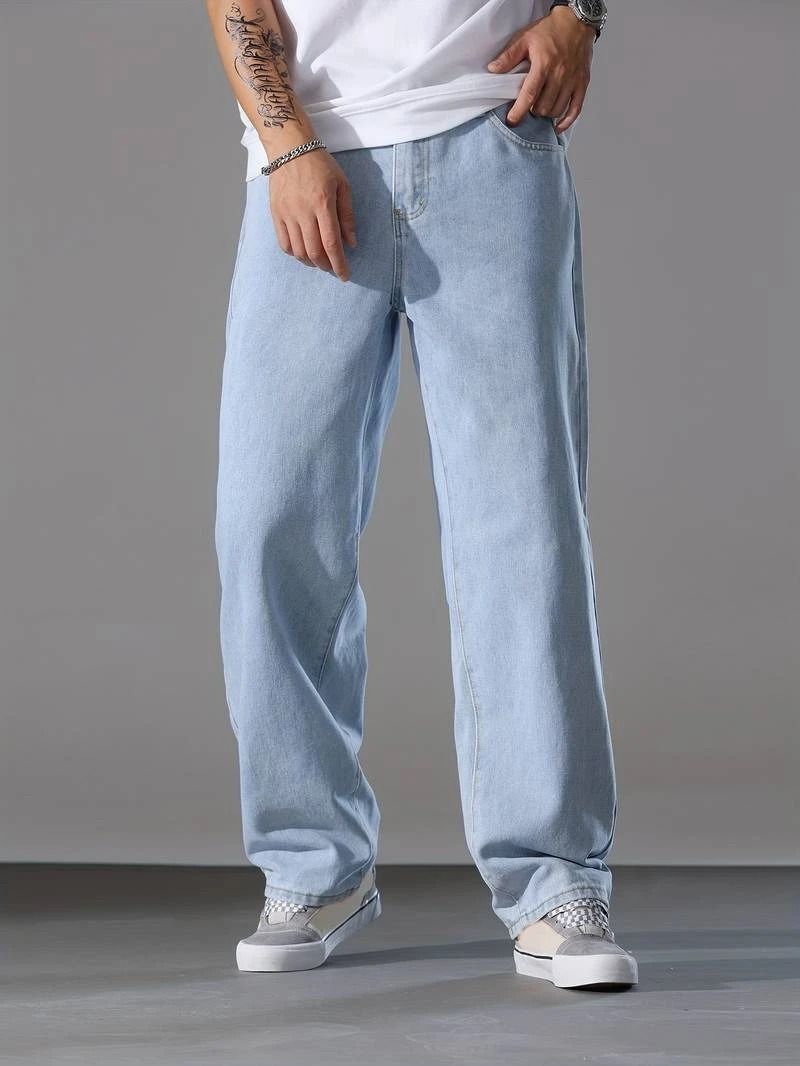 OMP DENIM Men Loose Fit Mid Rise Light Blue Jeans - Image 2