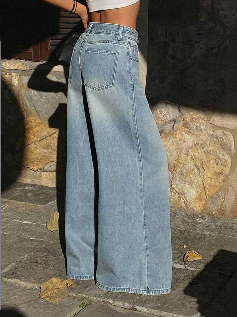 AAV2 Women Wide Leg High Rise Light Blue Jeans - Image 3