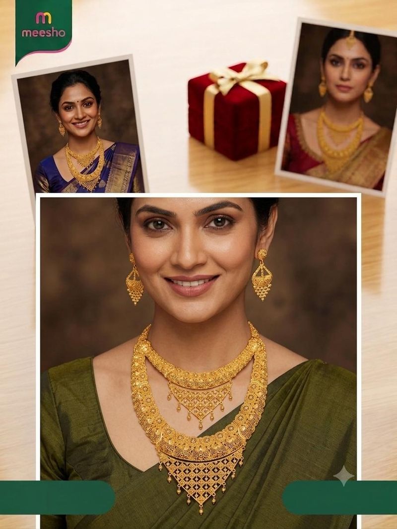DHRUV STORE Brass Gold Jewel Set (Pack of 2) - Image 3
