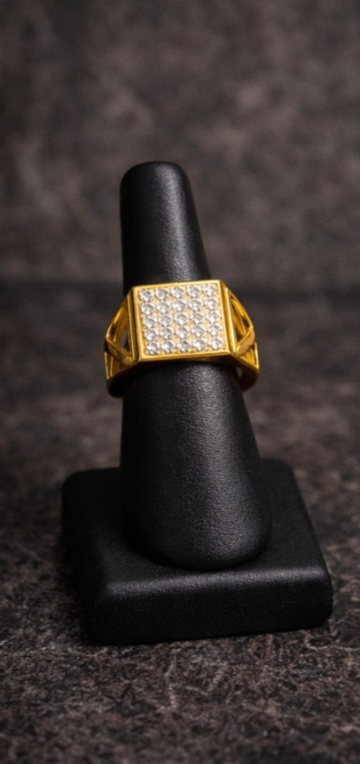THMT Golden Rope Neckchain with Diamond Studded Ring Combo - Image 4