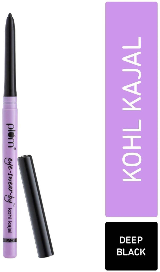 Plum Eye-Swear-By Kohl Kajal | Deep Black| Matte Finish | Smudge Proof & Waterproof (Deep Black, 0.35 g)